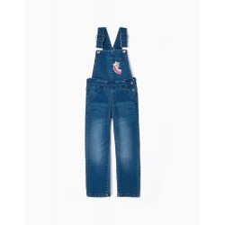 Denim Overalls With Sequins For Girl, Blue