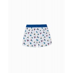 Short Swimsuit For Baby Boy 'Tent', White/Blue