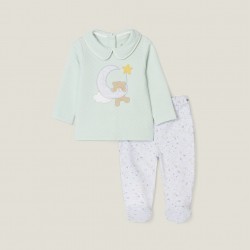 'Sweet Dreams' 2-In-1 Newborn Pajamas, Aqua/Grey