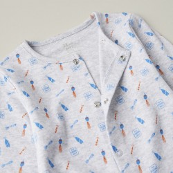2 Baby Boy's 'Fishing' Rompers, Blue/Grey