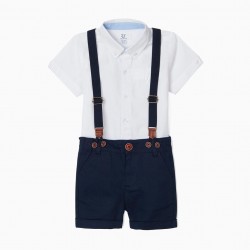 Baby Boy's 3-Piece Outfit, White/Dark Blue