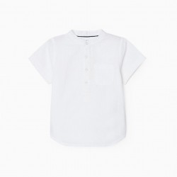 Baby Boy Textured Shirt, White 