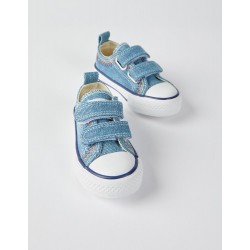 DENIM TRAINERS FOR BABIES '50'S SNEAKERS', BLUE