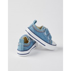 DENIM TRAINERS FOR BABIES '50'S SNEAKERS', BLUE