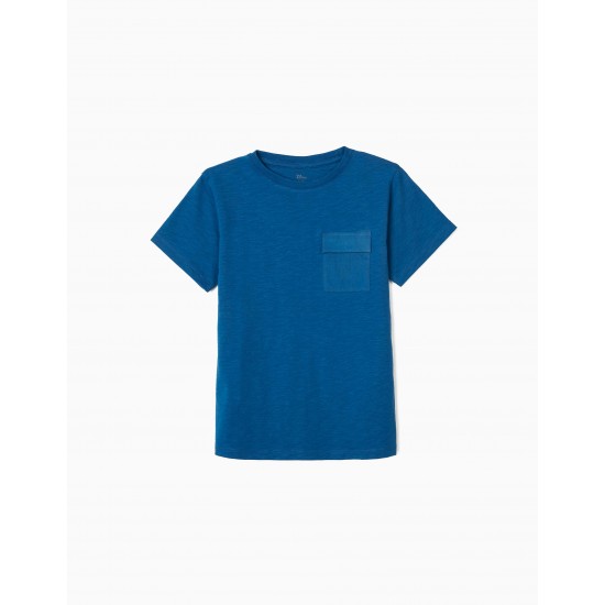 T-SHIRT WITH POCKET FOR BOY, BLUE