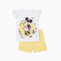 Baby Girl's 'Nature Minnie' Pajamas, White/Yellow 