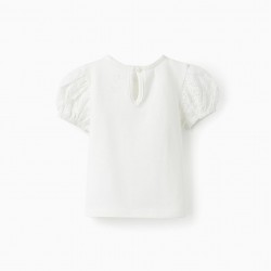 T-SHIRT WITH EMBROIDERY FOR BABY GIRL, WHITE
