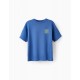 COTTON JERSEY T-SHIRT FOR BOYS 'SURF', BLUE
