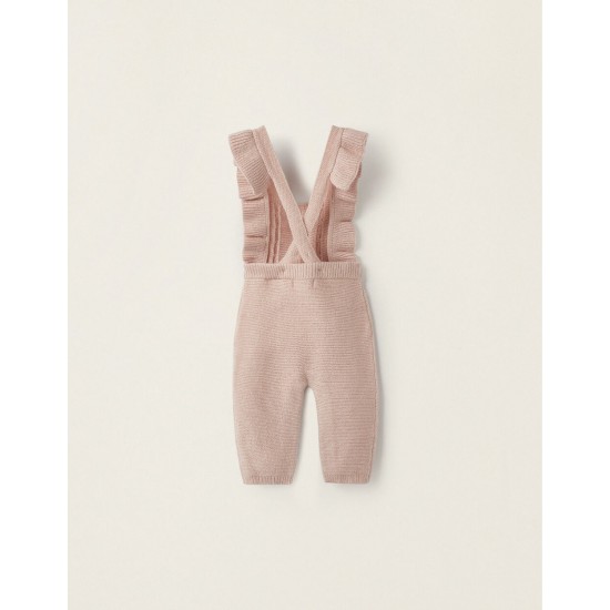 KNITTED JUMPSUIT FOR NEWBORN, LIGHT PINK