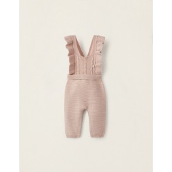 KNITTED JUMPSUIT FOR NEWBORN, LIGHT PINK