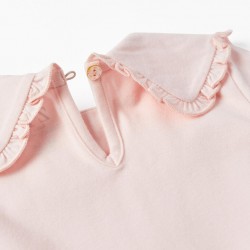 FRILLED T-SHIRT FOR BABY GIRLS, ROSE