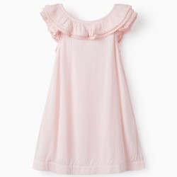 FRILLED DRESS WITH LACE FOR GIRLS, PINK