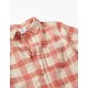COTTON SHIRT WITH PLAID FOR BOYS, BEIGE/SALMON