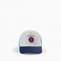 COTTON CAP FOR 'MARS' BOY, DARK BLUE/GREEN