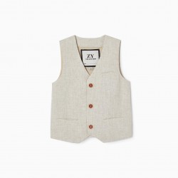 VEST WITH LINEN FOR BOY, BEIGE