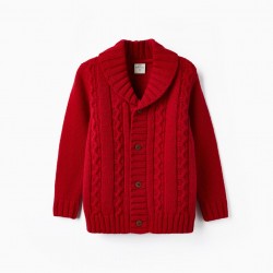 KNITTED JACKET FOR BOYS 'B&S', RED