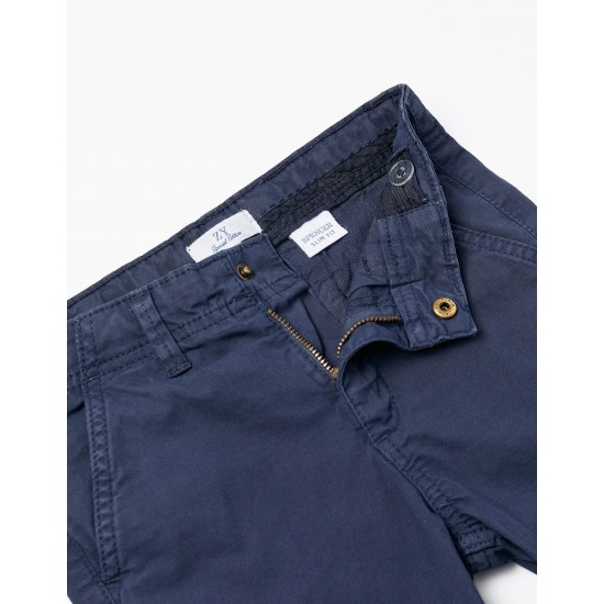 CHINESE COTTON PANTS FOR BOYS, DARK BLUE