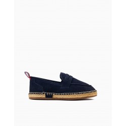 SUEDE STYLE LOAFERS FOR BOY, DARK BLUE