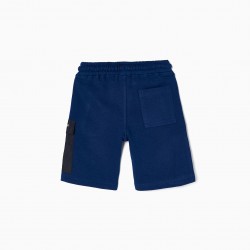 SPORTS SHORTS WITH POCKET CARGO FOR CHILD 'DEEP SEA', DARK BLUE