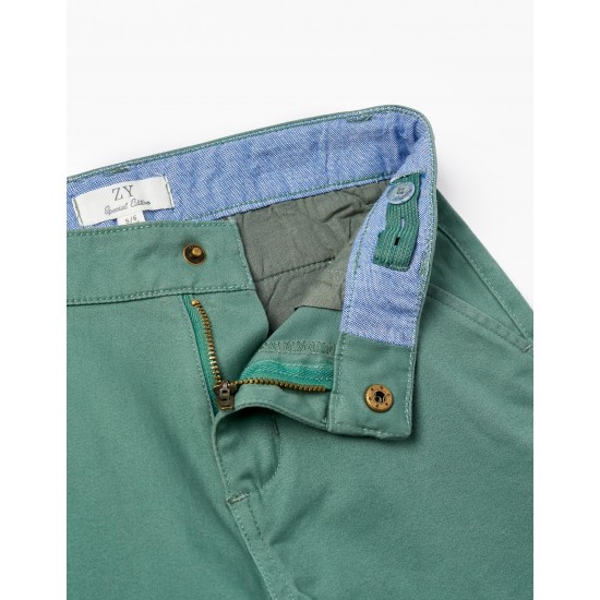 SHORT WITH OXFORD DETAIL FOR BOY, GREEN