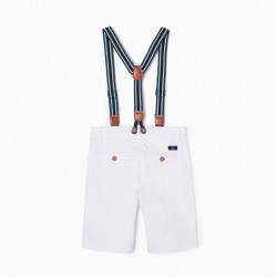 SHORTS WITH SUSPENDERS FOR BOY, WHITE