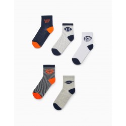 PACK 5 PAIRS OF COTTON SOCKS FOR BOY 'SPORTS', MULTICOLOR