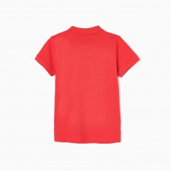 POLO WITH OXFORD DETAIL FOR BOY, RED