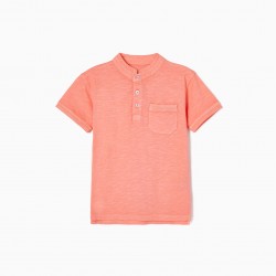 MAO COTTON KNITTED T-SHIRT FOR BOY, CORAL