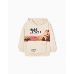 COTTON HOODIE FOR BOYS 'MARS ROVER', BEIGE
