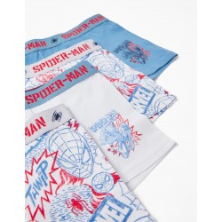 PACK 4 COTTON BOXERS FOR BOYS 'SPIDER-MAN', WHITE / BLUE