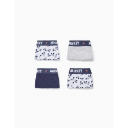 PACK 4 COTTON BOXERS FOR CHILD 'MICKEY', BLUE/WHITE/GREY