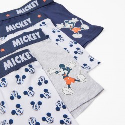 PACK 4 COTTON BOXERS FOR CHILD 'MICKEY', BLUE/WHITE/GREY