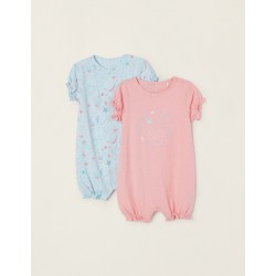 PACK 2 COTTON PAJAMAS FOR BABY GIRL 'MARINE ANIMALS', PINK/BLUE