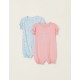 PACK 2 COTTON PAJAMAS FOR BABY GIRL 'MARINE ANIMALS', PINK/BLUE