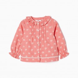 FLORAL COTTON SHIRT FOR BABY GIRL, PINK
