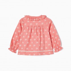 FLORAL COTTON SHIRT FOR BABY GIRL, PINK