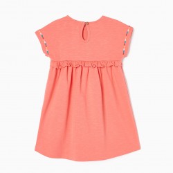 RUFFLED DRESS FOR BABY GIRL, CORAL