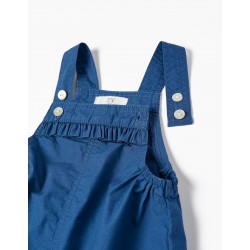 COTTON BREASTPLATE WITH RUFFLES FOR BABY GIRL, DARK BLUE