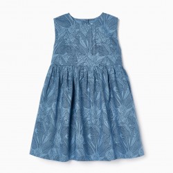 FLORAL COTTON DRESS FOR BABY GIRL, BLUE