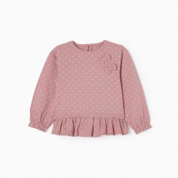 LONG SLEEVE T-SHIRT IN BABY GIRL COTTON, LILAC
