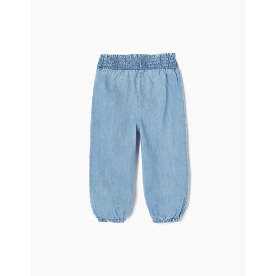 JEANS WITH EMBROIDERED DETAILS FOR BABY GIRL, BLUE