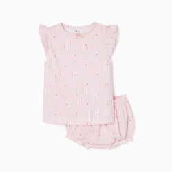 STRIPED COTTON PAJAMAS FOR BABY GIRL, PINK