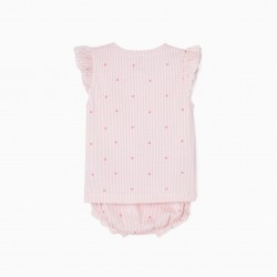 STRIPED COTTON PAJAMAS FOR BABY GIRL, PINK
