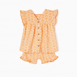 DRESS + COTTON SHORTS FOR BABY GIRL 'YOU&ME', ORANGE