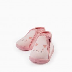BABY SLIPPERS GIRL 'KITTY', PINK