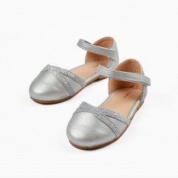 BALLERINAS WITH GLITTER FOR BABY GIRL, SILVER