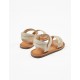 LEATHER SANDALS WITH ROPE FOR BABY GIRL, BEIGE/GOLD