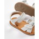 LEATHER SANDALS WITH BOW FOR BABY GIRL, WHITE