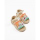 LEATHER AND JUTE SANDALS FOR BABY GIRL, BEIGE / MULTICOLOR