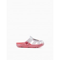 CLOGS SANDALS FOR BABY GIRL 'MINNIE ZY DELICIOUS', CORAL/SILVER